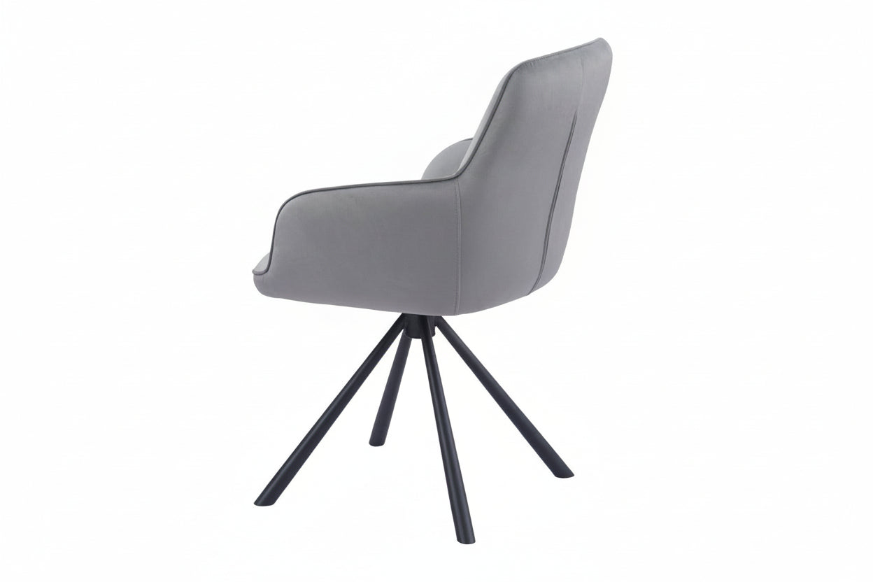 Amalia Swivel Arm Chair - Grey Velvet