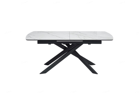 Cosma Extending Dining Table - White & Sunset Cloud Vein Ceramic