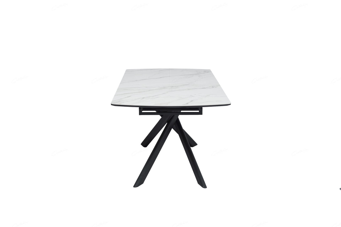 Cosma Extending Dining Table - White & Sunset Cloud Vein Ceramic