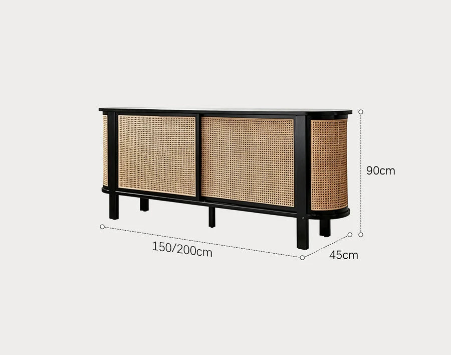 Dot Rattan Sideboard, Ash Wood & Black