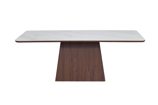 Ezra Dining Table - Walnut & White Sintered Stone