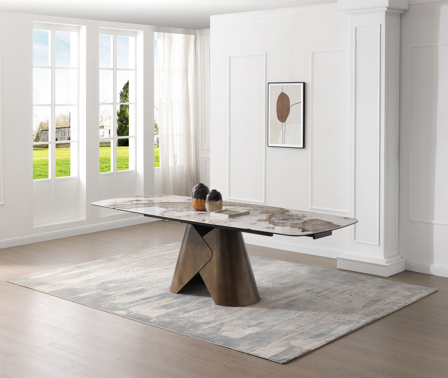 Feretti Extending Dining Table - Matt White Pandora Italian Ceramic