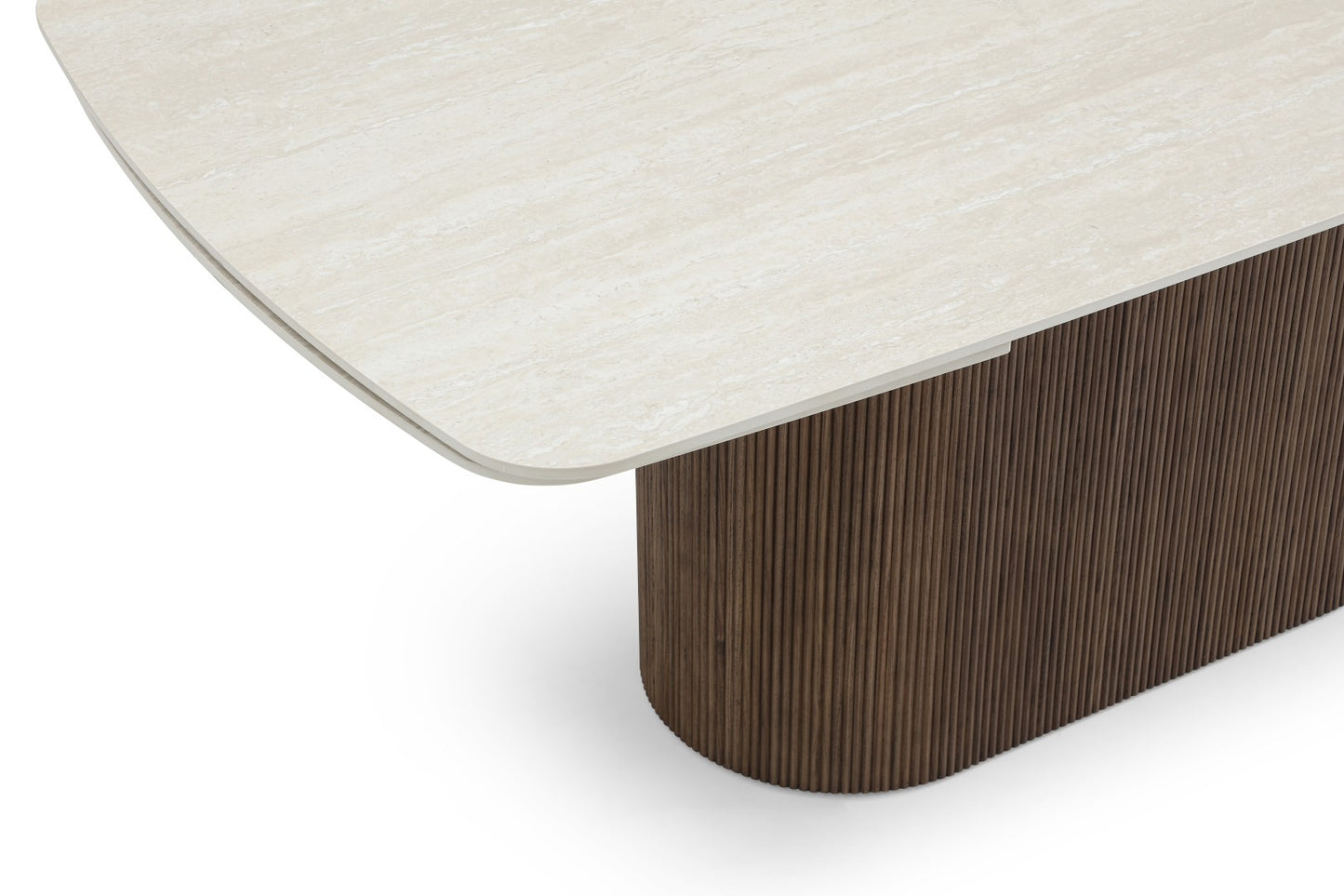 Ginevra Extending Dining Table - Walnut & Italian White Travertine