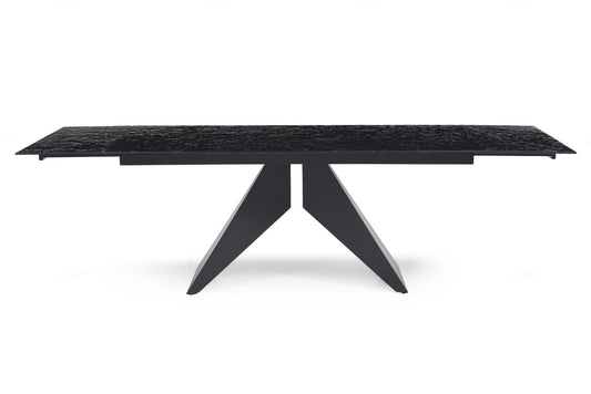 Silux Extending Dining Table - Carbon Black Reinforced Glass
