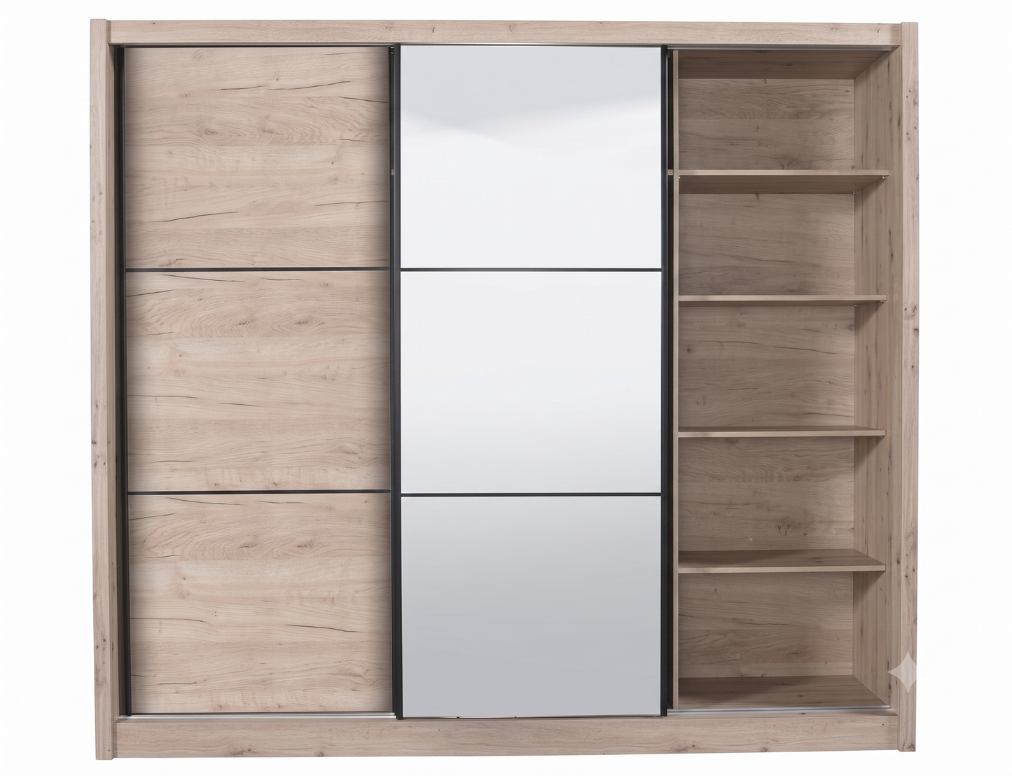 Navara Oak Effect 3-Door Sliding Wardrobe | 245cm Large Wardrobe