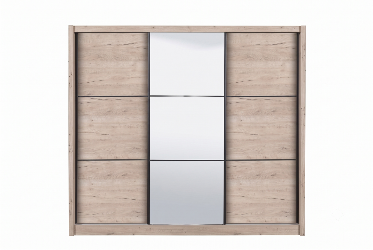 Navara Oak Effect 3-Door Sliding Wardrobe | 245cm Large Wardrobe