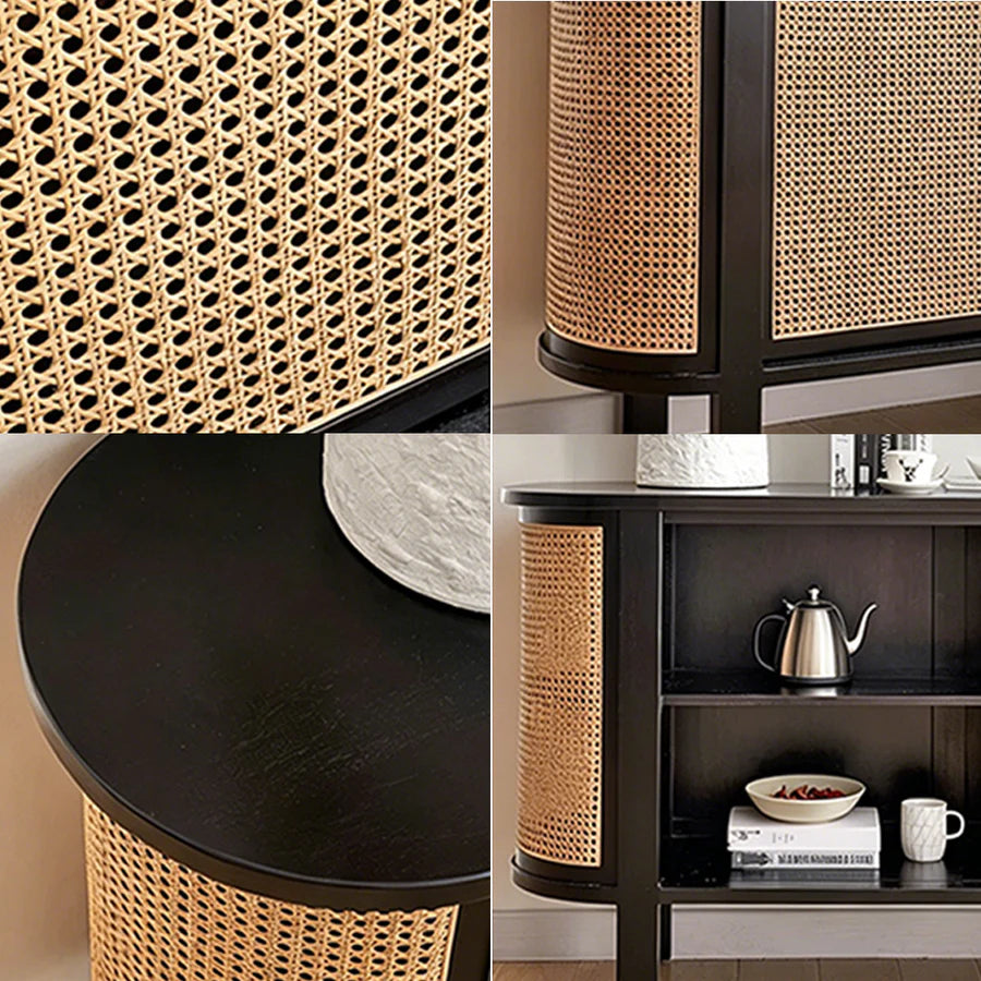 Dot Rattan Sideboard, Ash Wood & Black