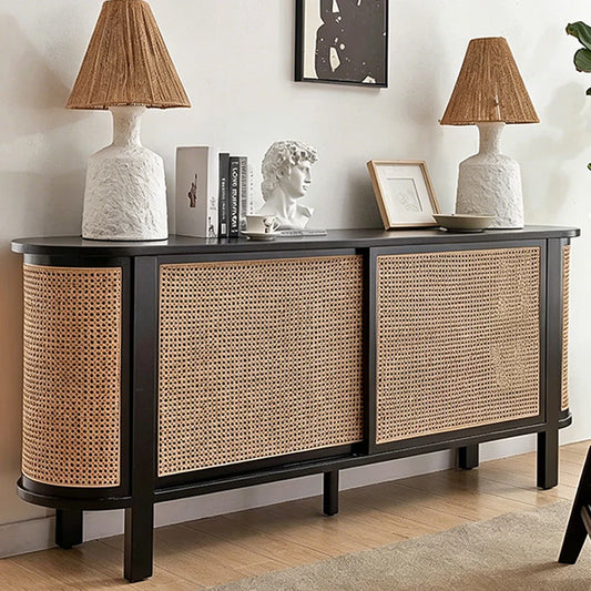 Dot Rattan Sideboard, Ash Wood & Black