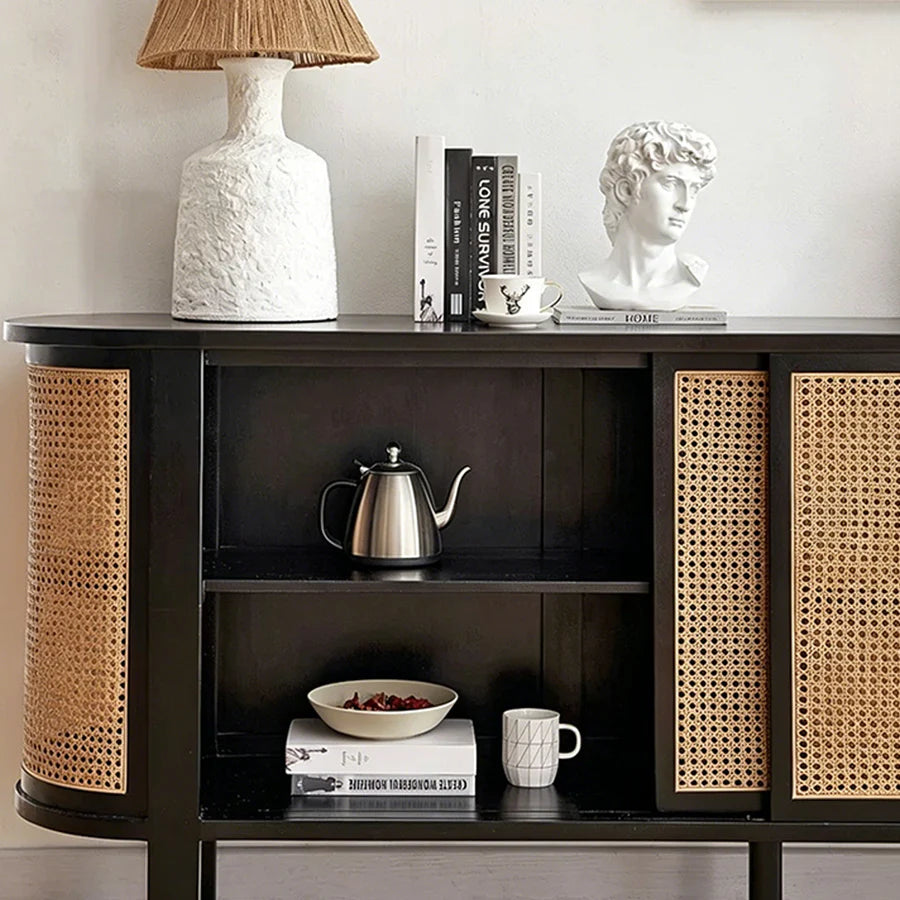 Dot Rattan Sideboard, Ash Wood & Black