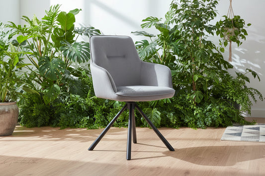 Amalia Swivel Arm Chair - Grey Velvet