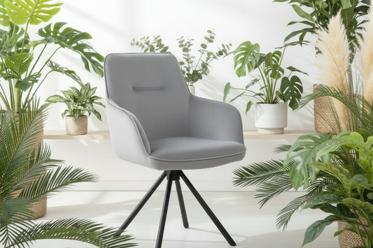 Amalia Swivel Arm Chair - Grey Velvet