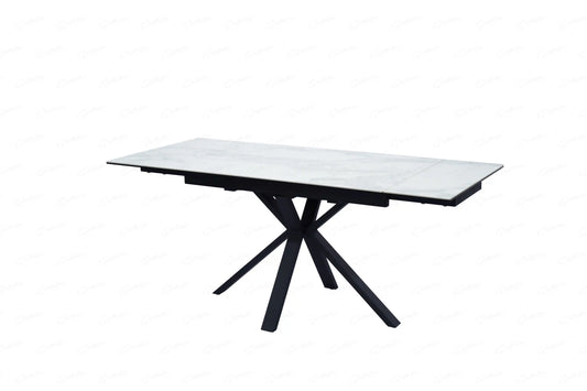 Amari White Extending Ceramic Marble Dining Table