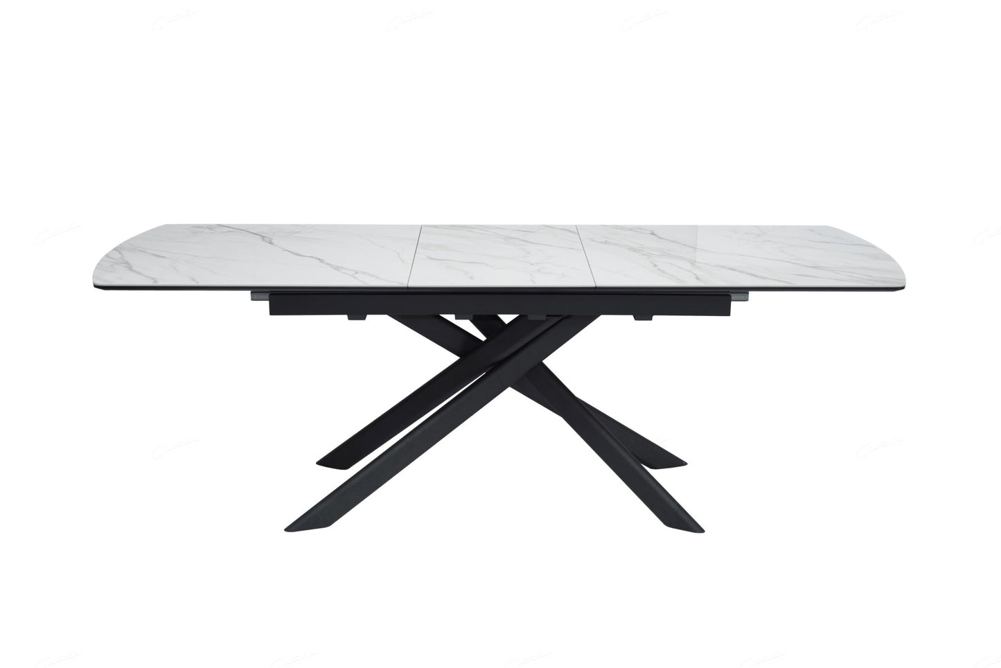 Cosma Extending Dining Table - White & Sunset Cloud Vein Ceramic