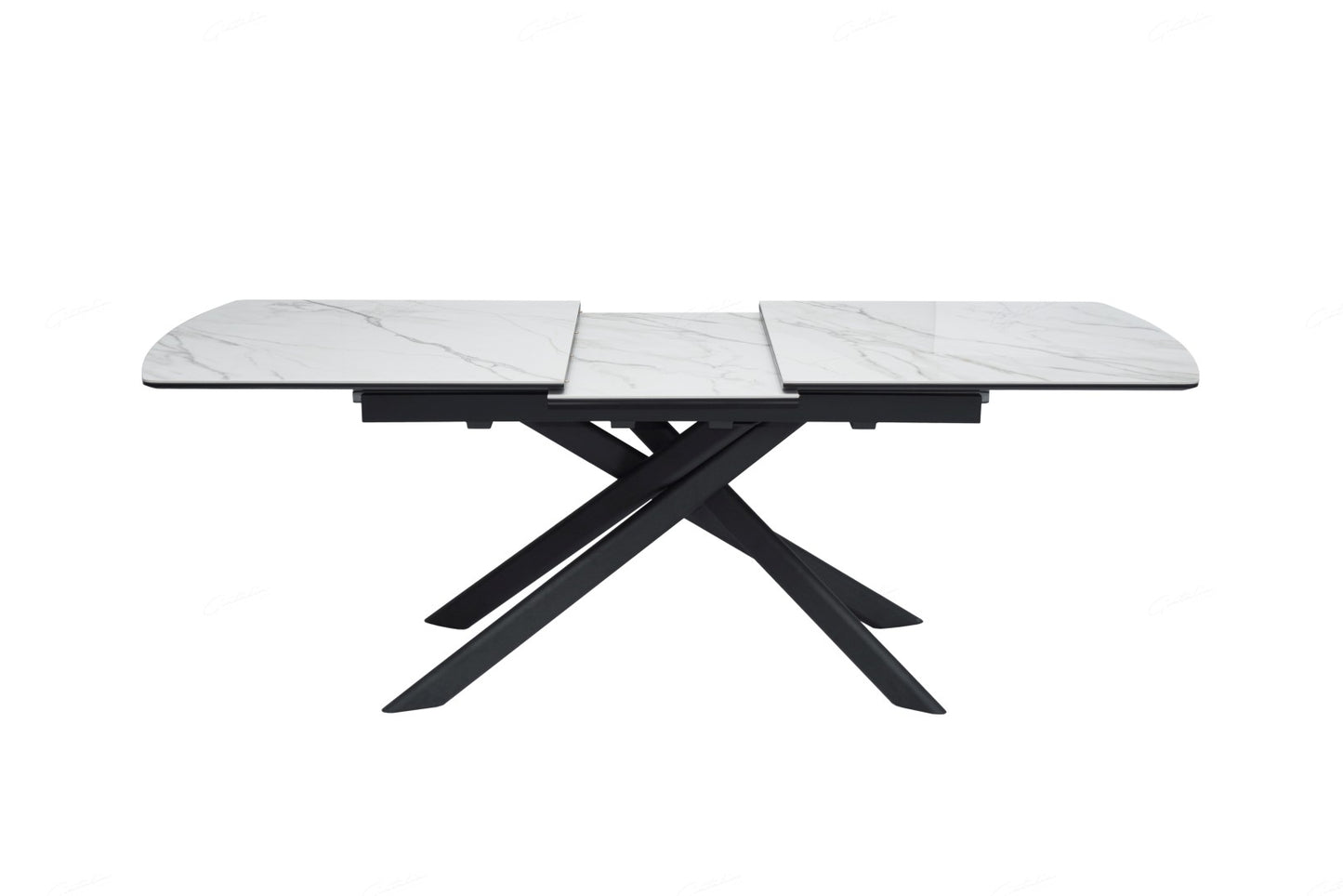 Cosma Extending Dining Table - White & Sunset Cloud Vein Ceramic