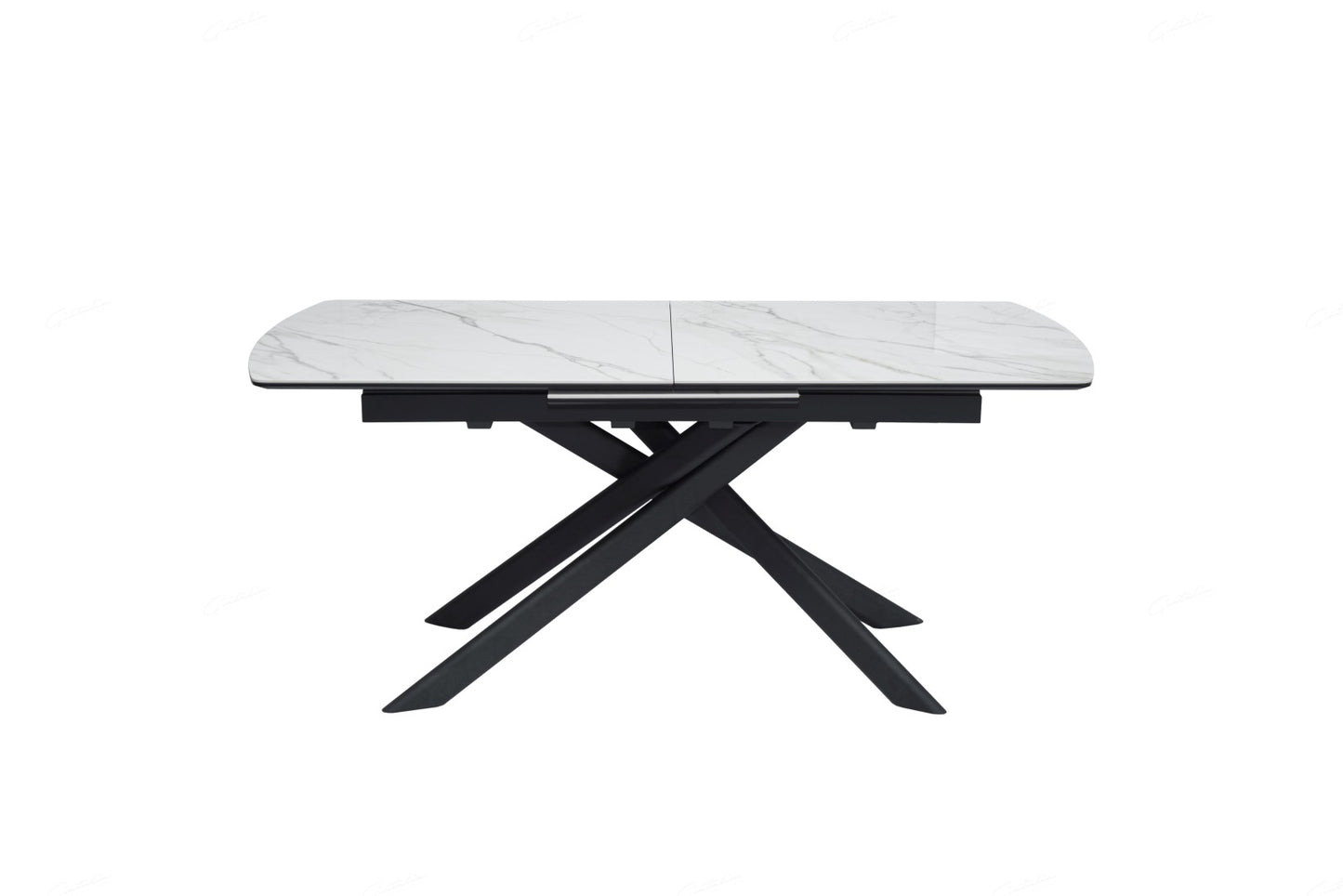 Cosma Extending Dining Table - White & Sunset Cloud Vein Ceramic