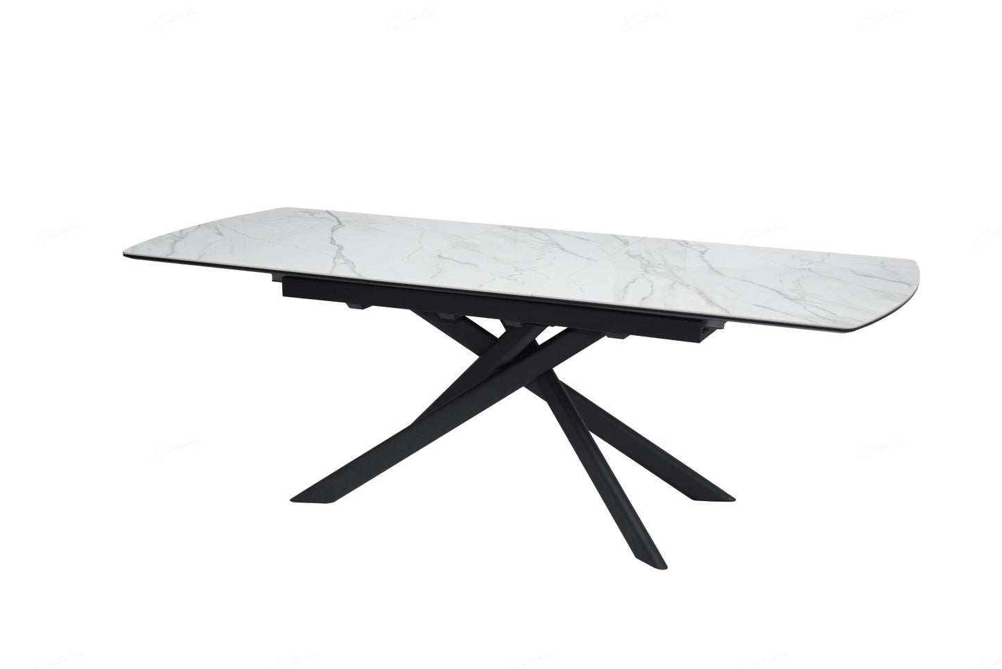 Cosma Extending Dining Table - White & Sunset Cloud Vein Ceramic