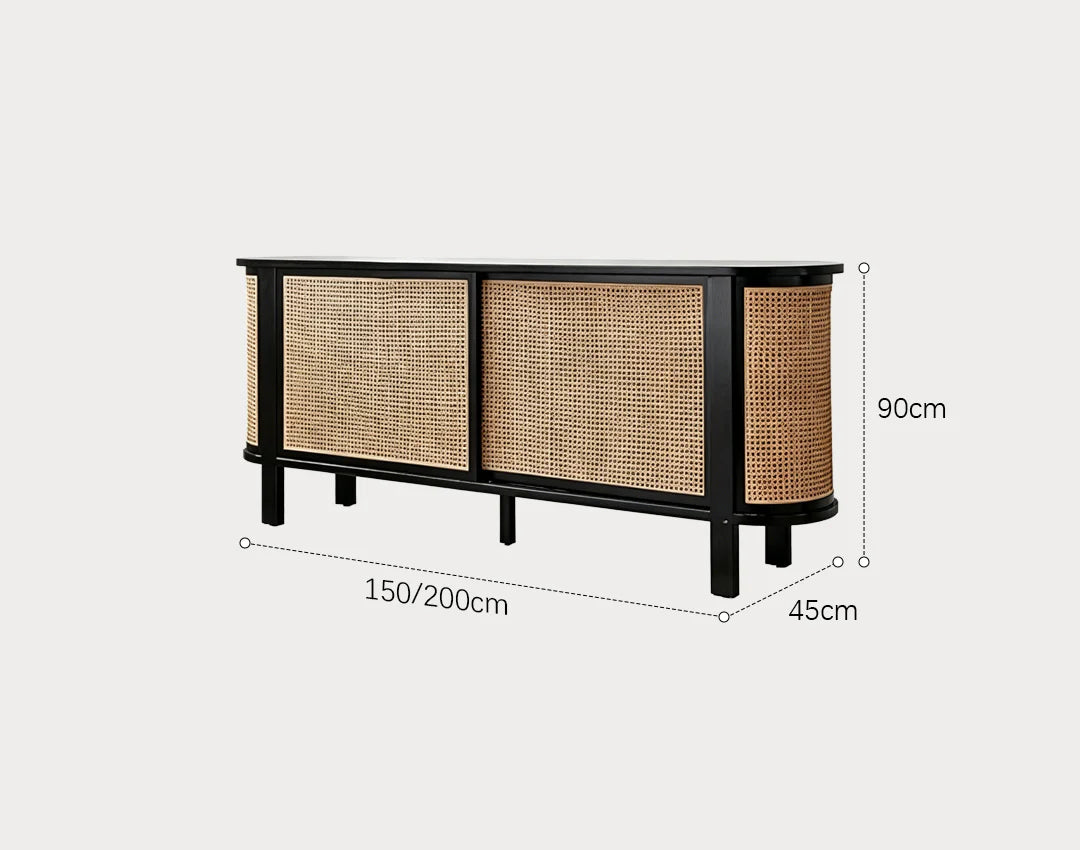 Dot Rattan Sideboard, Ash Wood & Black