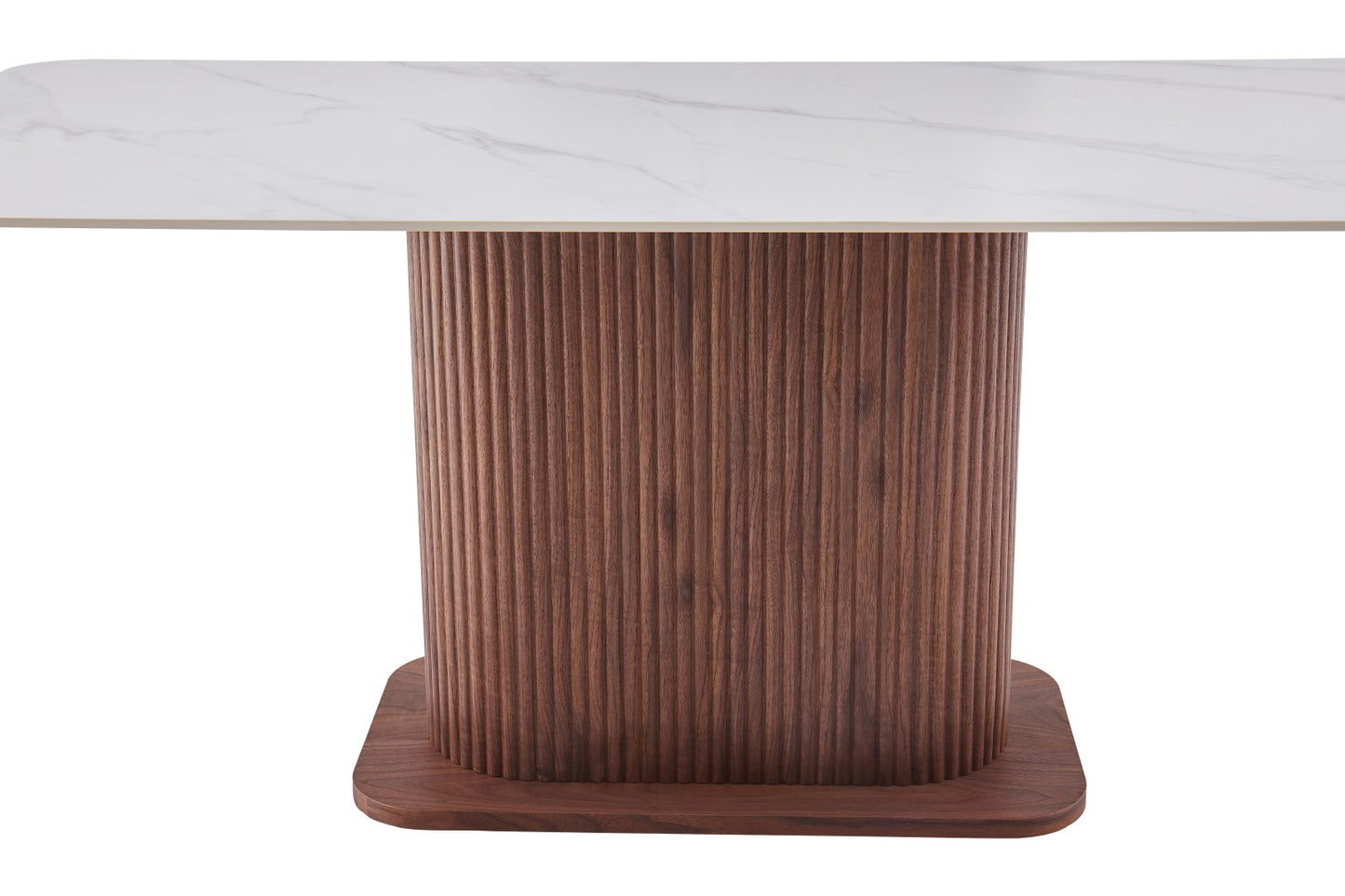 Eleanor Dining Table - Walnut & White Sintered Stone