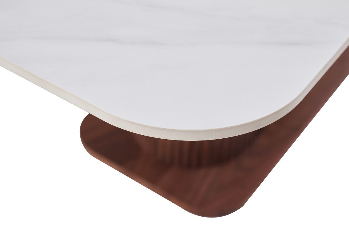 Eleanor Dining Table - Walnut & White Sintered Stone
