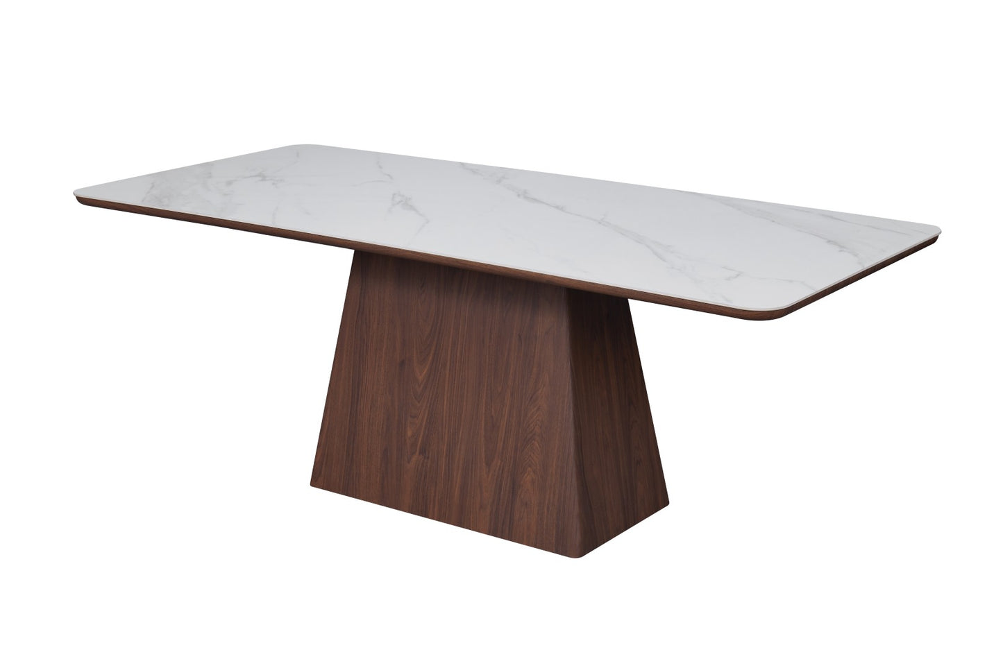 Ezra Dining Table - Walnut & White Sintered Stone