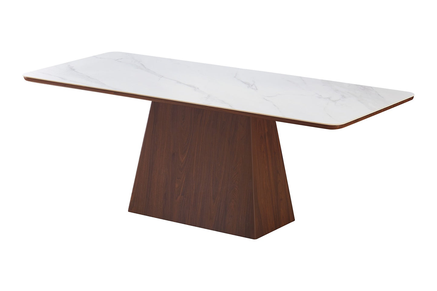 Ezra Dining Table - Walnut & White Sintered Stone