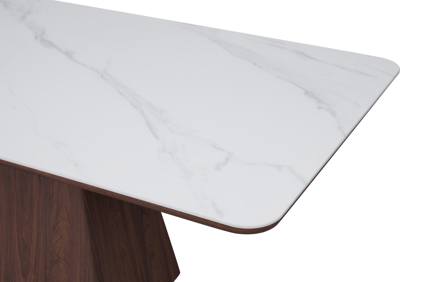 Ezra Dining Table - Walnut & White Sintered Stone