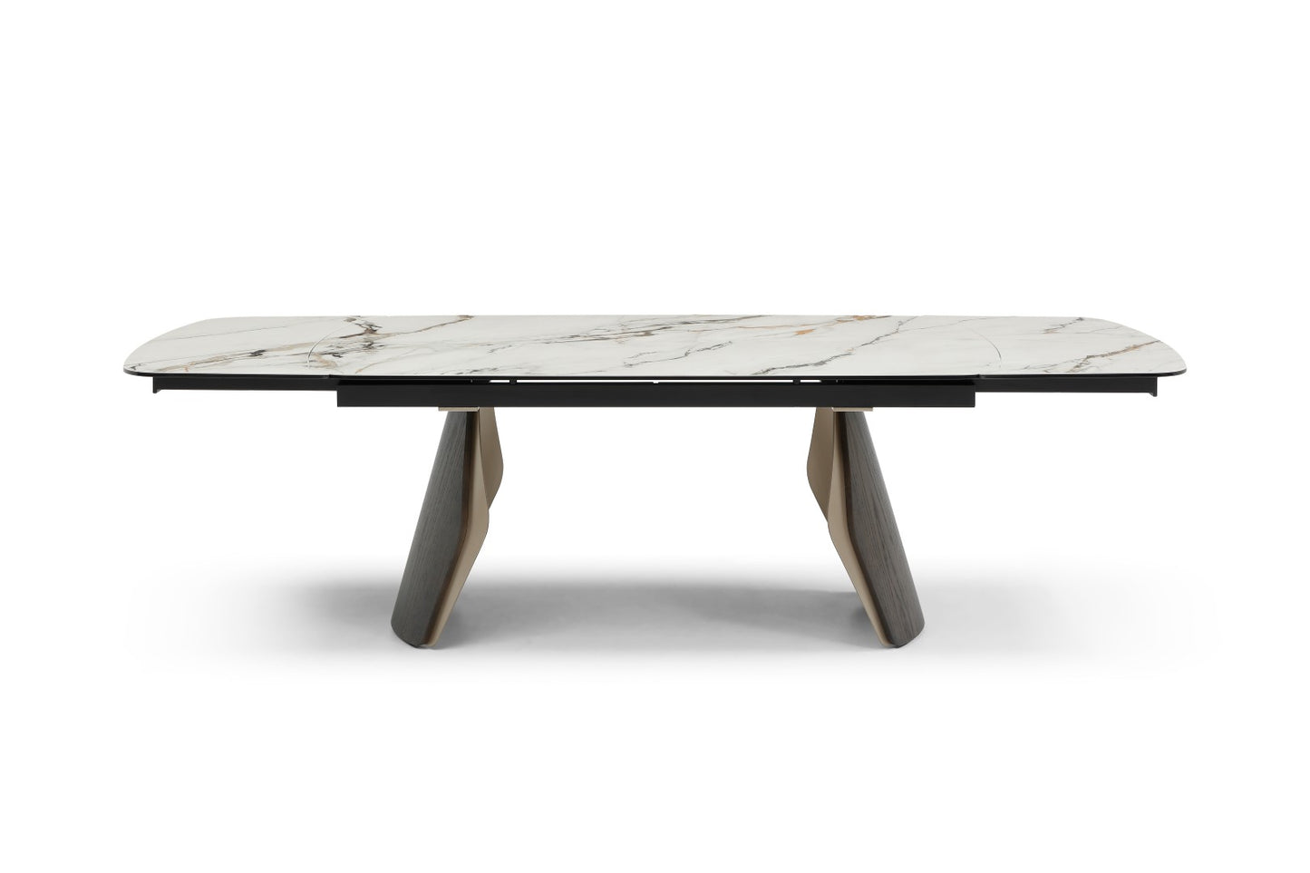 Fidenza Extending Dining Table - Black Ash & Calacatta Verde