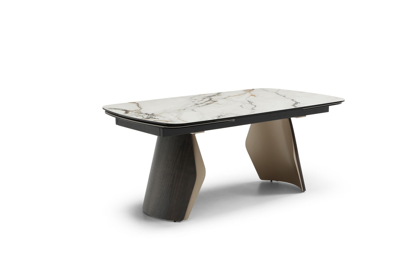 Fidenza Extending Dining Table - Black Ash & Calacatta Verde