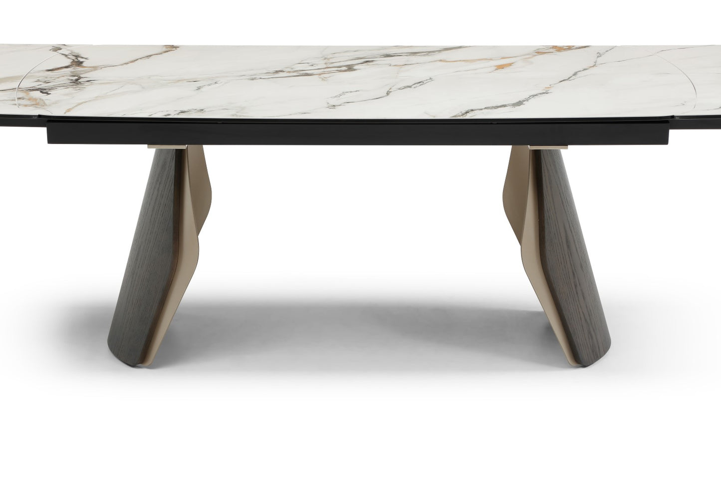 Fidenza Extending Dining Table - Black Ash & Calacatta Verde