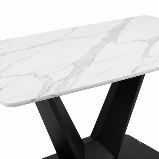 Alessia White Marble Effect Dining Table