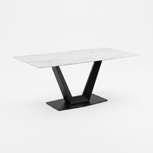 Alessia White Marble Effect Dining Table