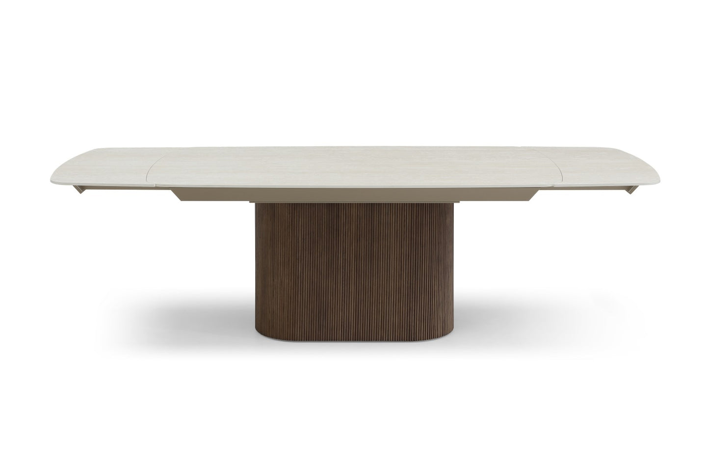 Ginevra Extending Dining Table - Walnut & Italian White Travertine