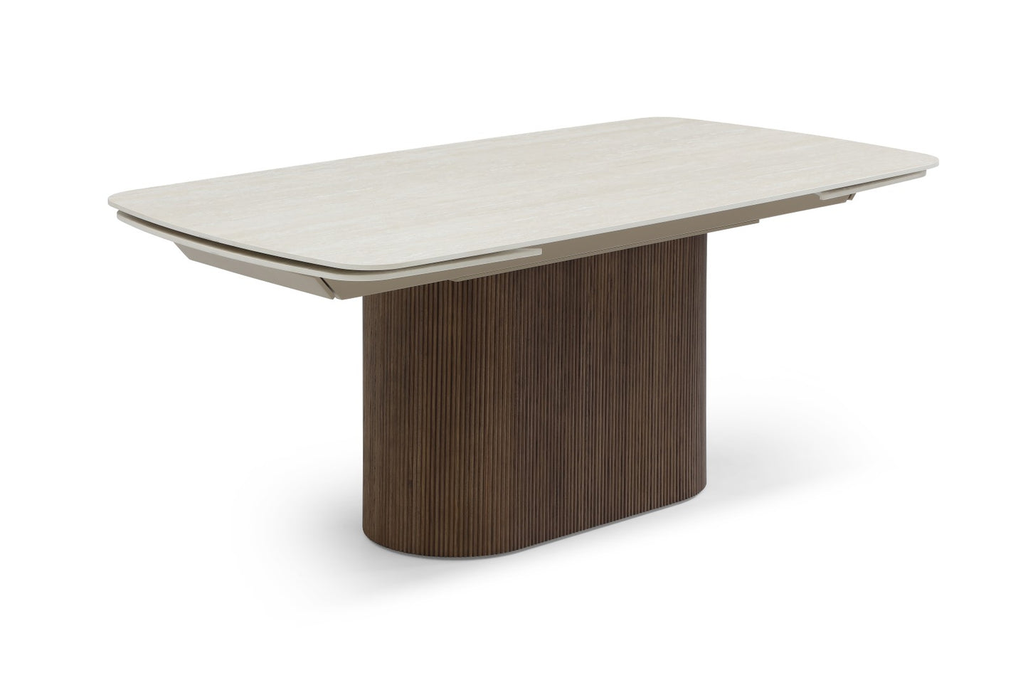 Ginevra Extending Dining Table - Walnut & Italian White Travertine