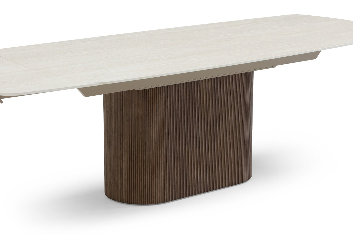 Ginevra Extending Dining Table - Walnut & Italian White Travertine