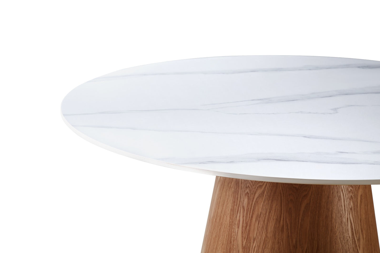 Lilian Round Dining Table - Walnut & White Sintered Stone
