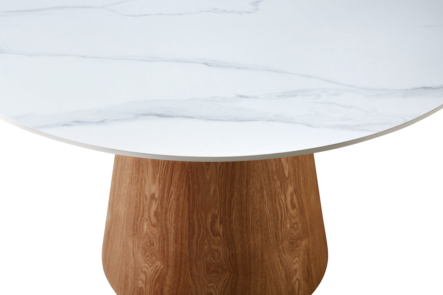 Lilian Round Dining Table - Walnut & White Sintered Stone