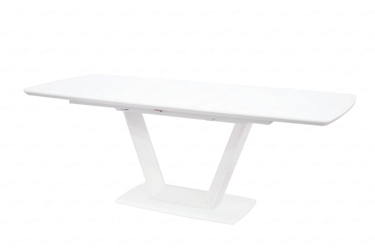 Logato BIG Extending Dining Table - Matt White & Glass