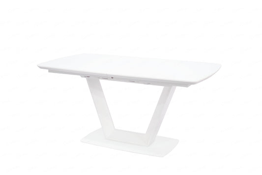 Logato SMALL Extending Dining Table - Matt White & Glass