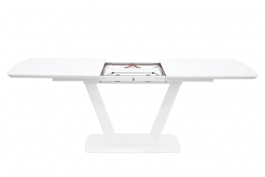 Logato SMALL Extending Dining Table - Matt White & Glass