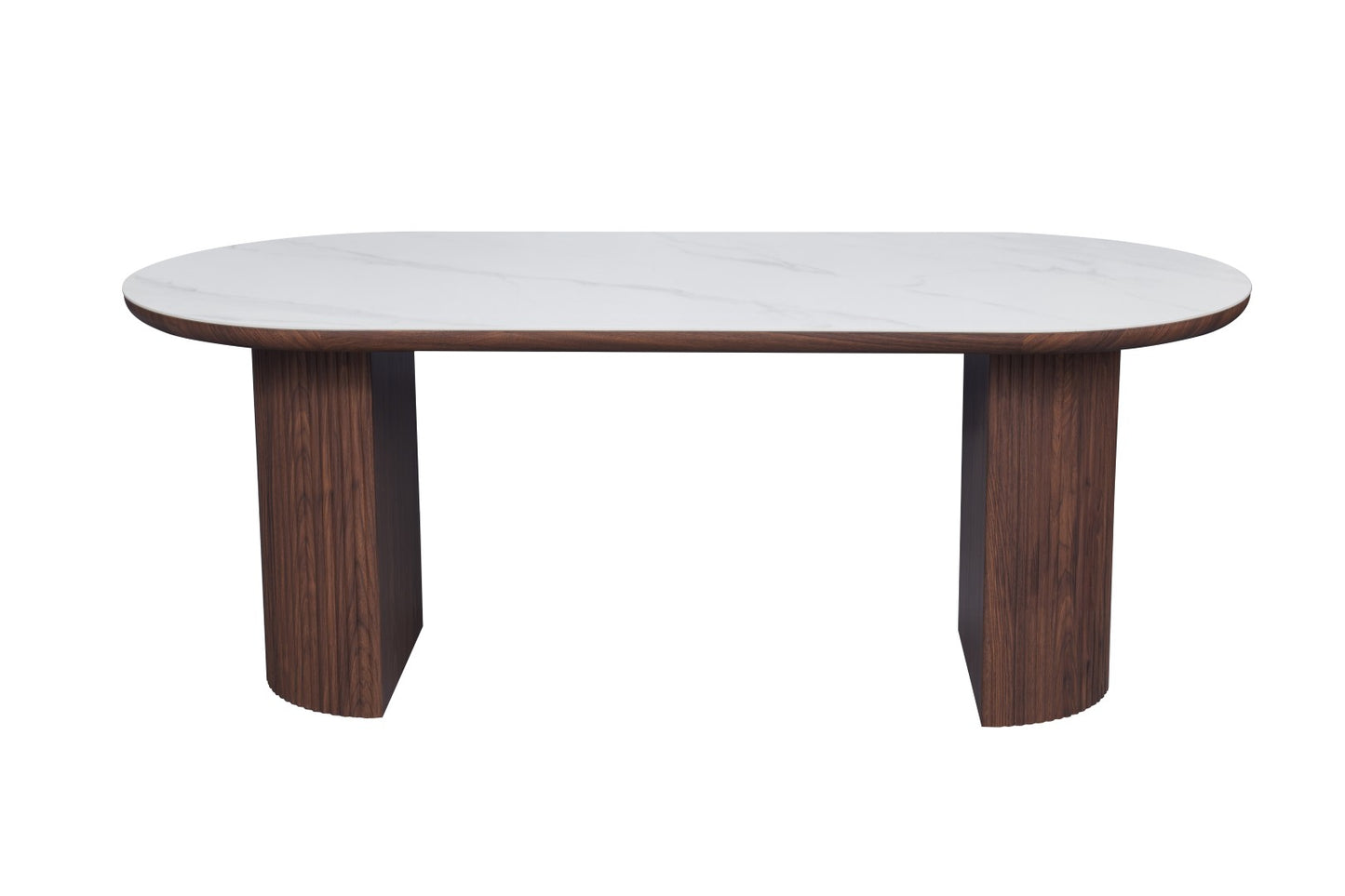 Mateo Dining Table - Walnut & White Sintered Stone