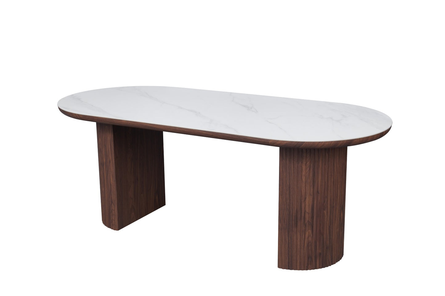 Mateo Dining Table - Walnut & White Sintered Stone