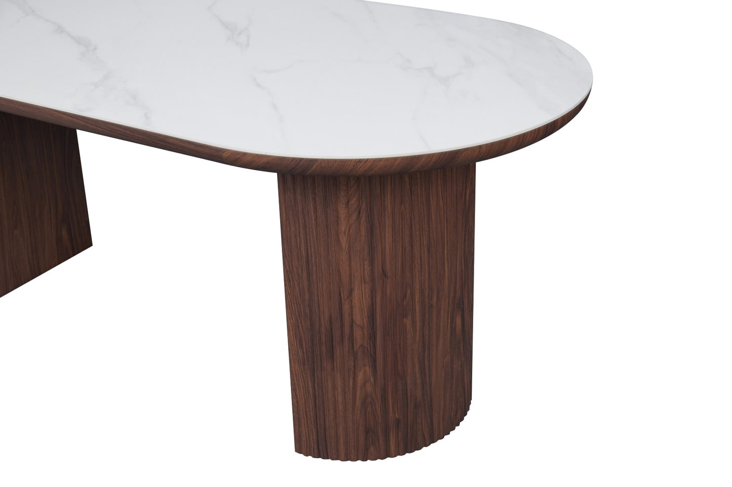 Mateo Dining Table - Walnut & White Sintered Stone