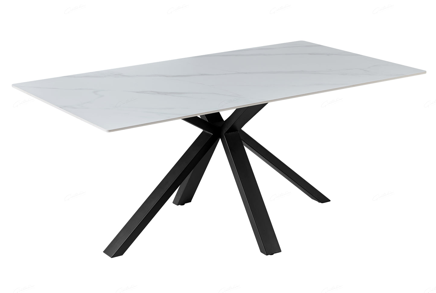 Milana Cross Leg Dining Table - White Sintered Stone