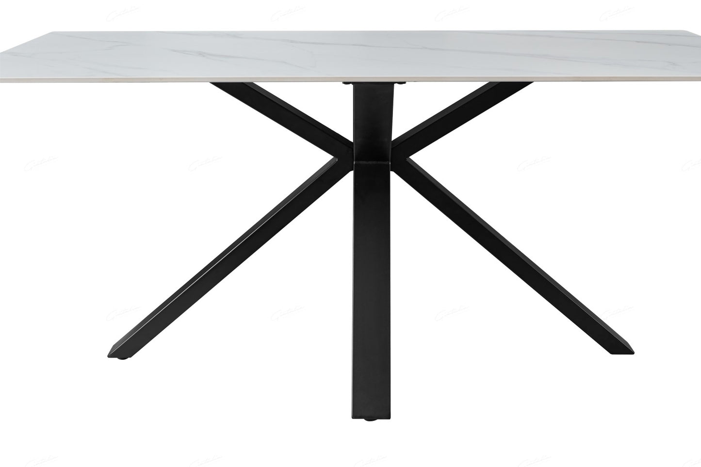 Milana Cross Leg Dining Table - White Sintered Stone