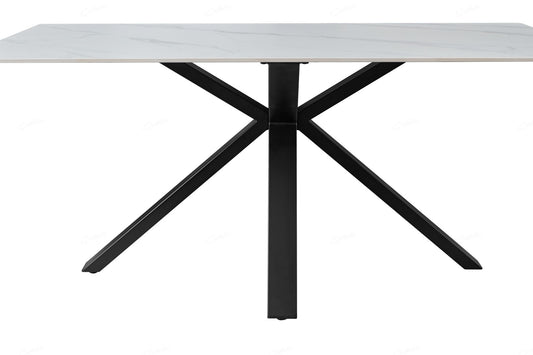 Milana Cross Leg Dining Table - White Sintered Stone
