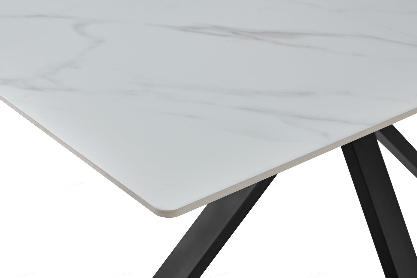 Milana Cross Leg Dining Table - White Sintered Stone