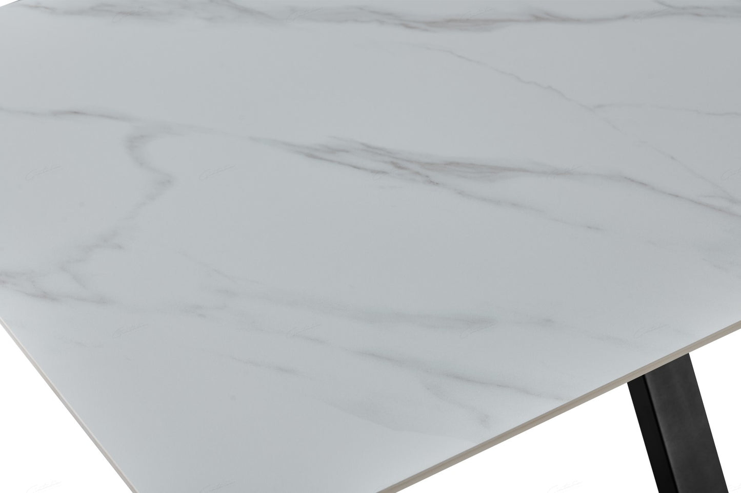 Milana Cross Leg Dining Table - White Sintered Stone