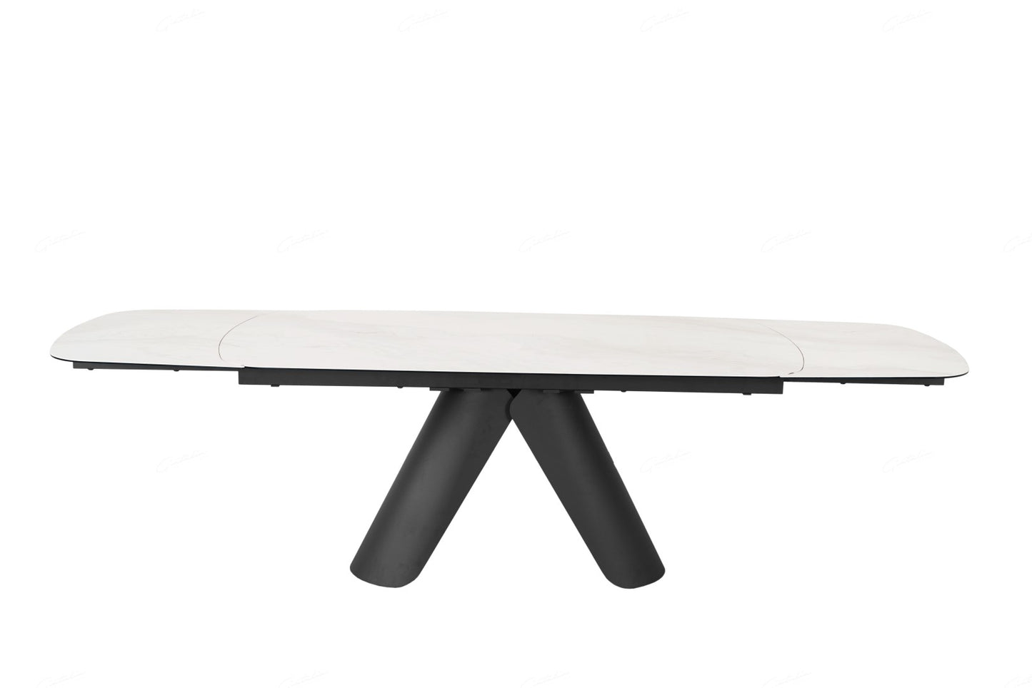Opulento Extending Dining Table - Matt White & Cosmic Grey Vein Ceramic