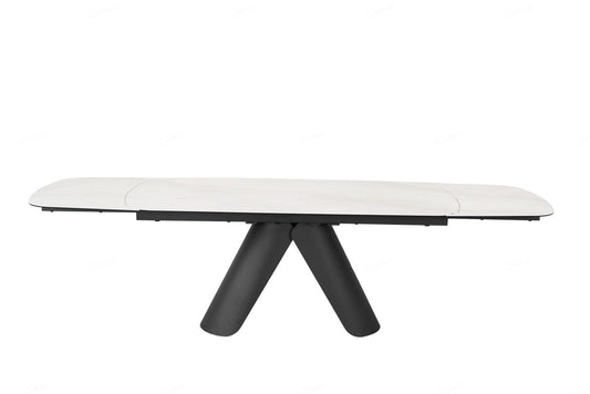 Opulento Extending Dining Table - Matt White & Cosmic Grey Vein Ceramic