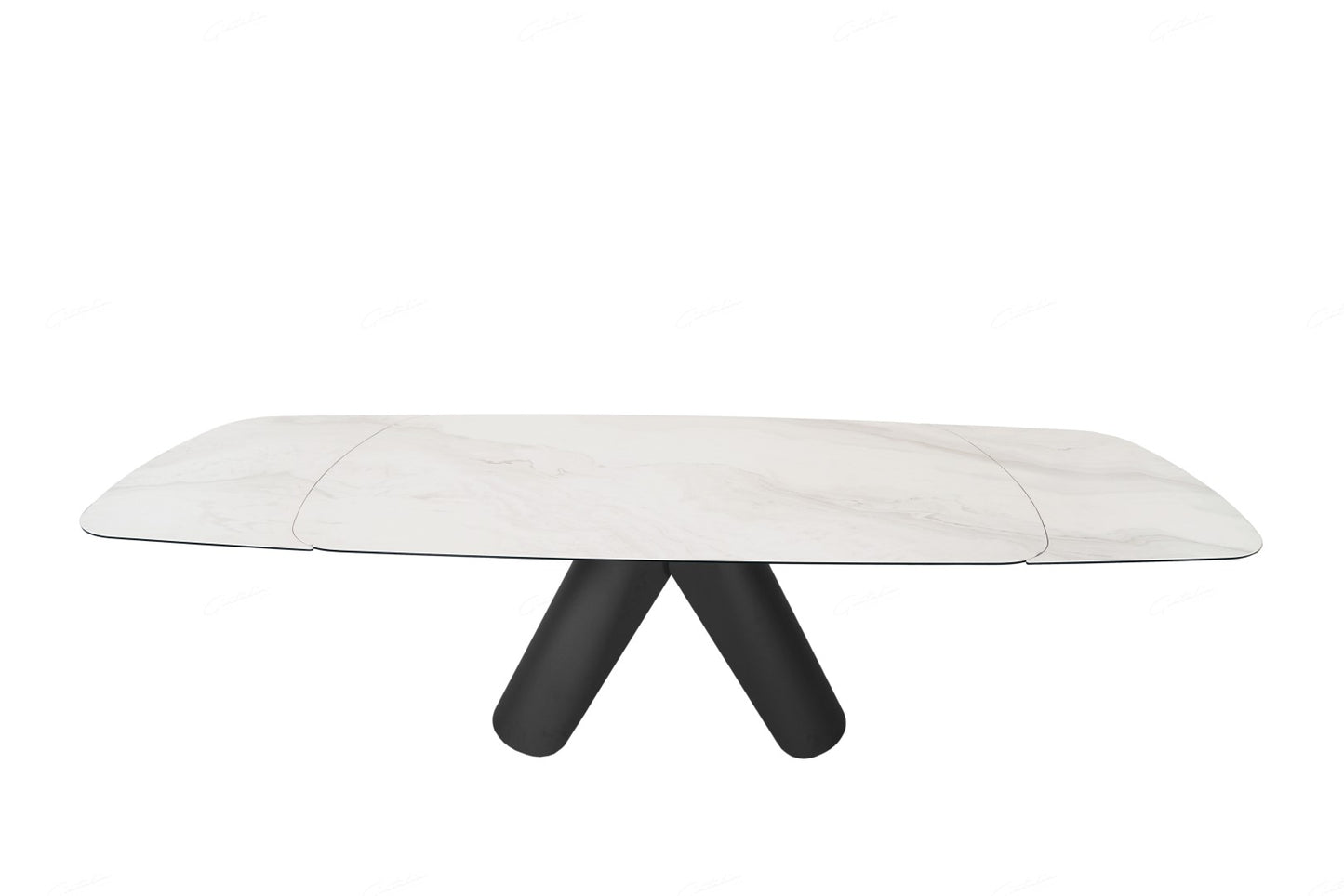 Opulento Extending Dining Table - Matt White & Cosmic Grey Vein Ceramic